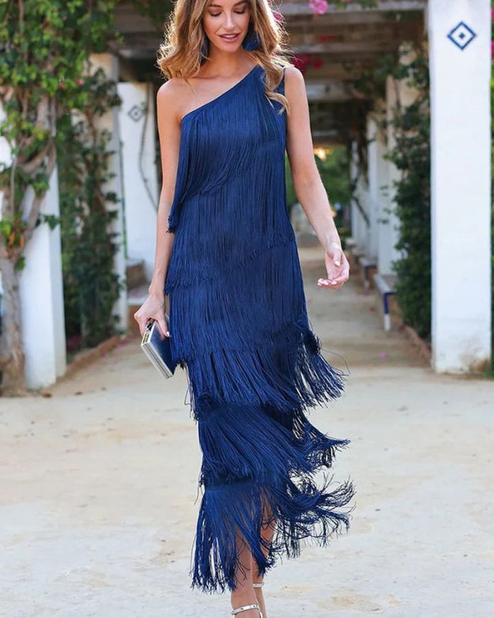 Lusi Elegant and Shimmering Dress, view 2 - Elena Harper