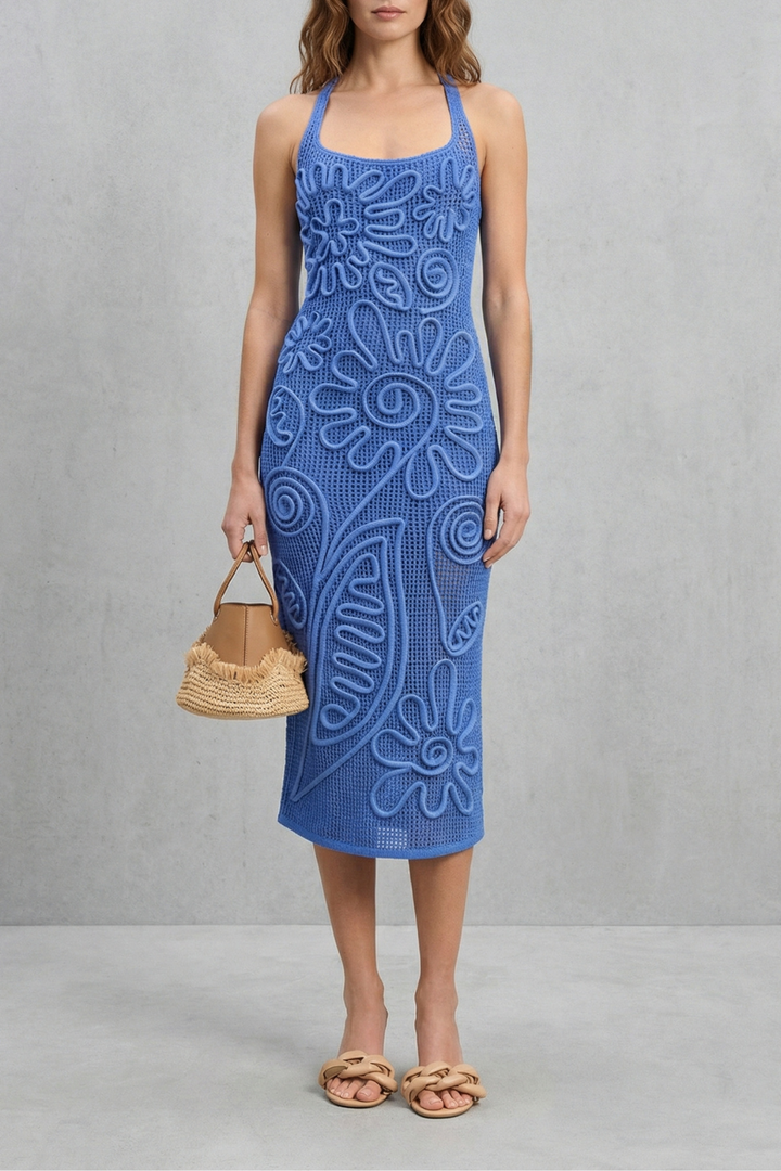 Fiorèra – Sculpted crochet bloom – Textured midi dress