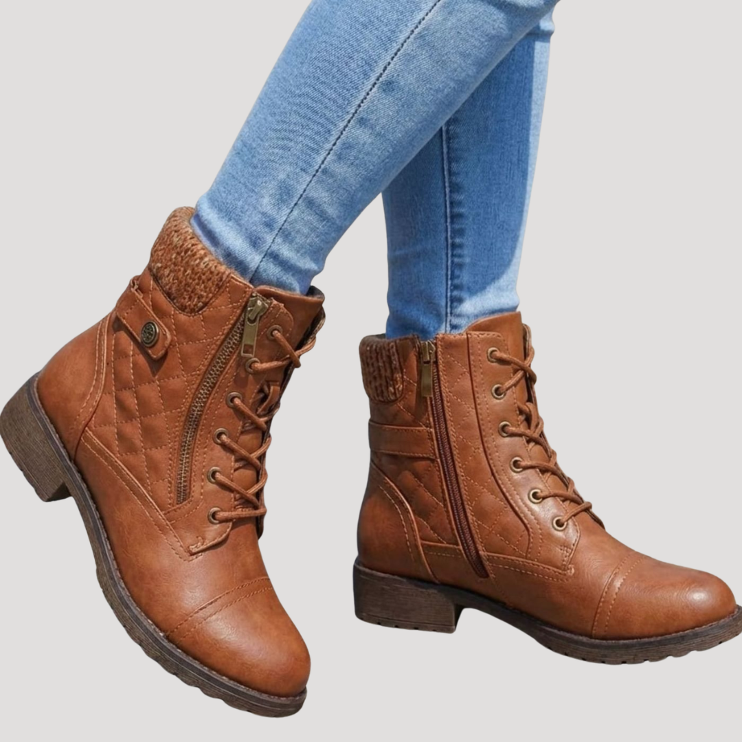 Women's Quilted Lace-Up Ankle Boots