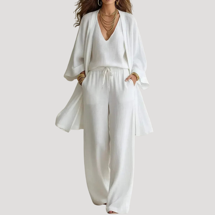 Bohemian Women's Fluid Blouse and Wide Pants