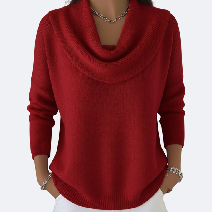 GIULIA Cozy Sweater with Ruffled Neck - Elena Harper