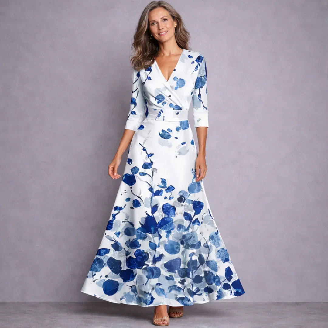 Dahlia Elegant Mid Sleeve Maxi Dress - Elena Harper
