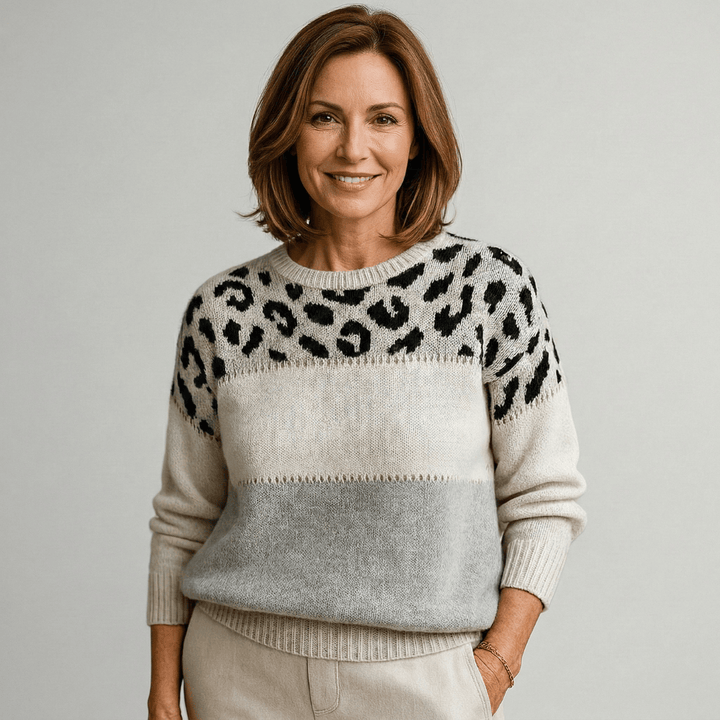 Emma & Rose leopard print knit sweater — women's knitwear