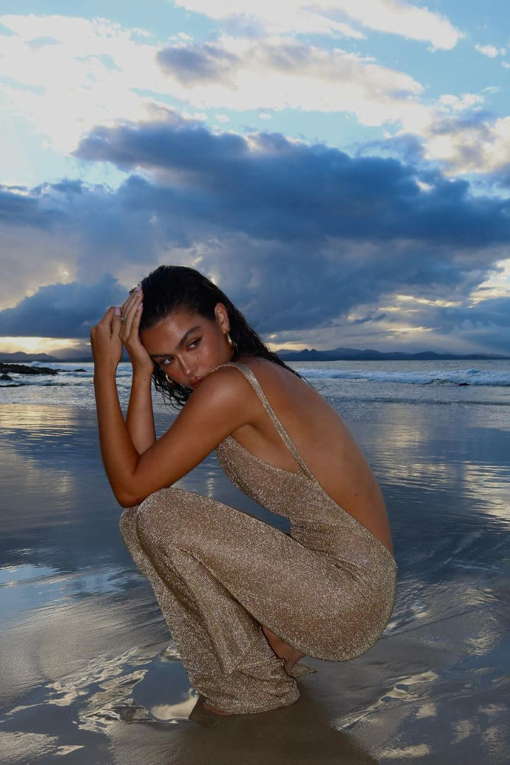 Corliss Embellished Backless Maxi Dress with Slit, view 4 - Elena Harper