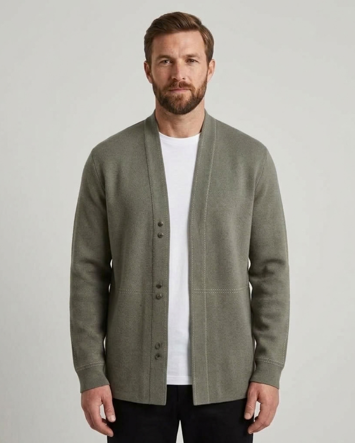 Jacquard Wool Blend Cardigan For Men