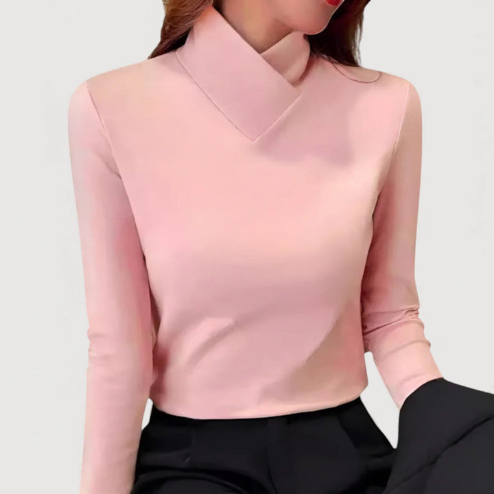 Mirah Elegant Collar Top, view 4 - Elena Harper
