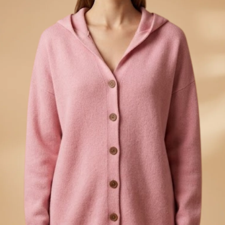 Women's Cardigan with Hood and Button Closure