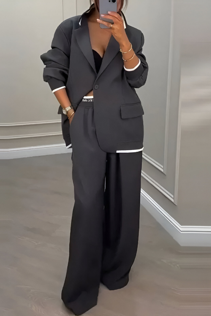 Esra Stylish Relaxed Blazer Set - Elena Harper