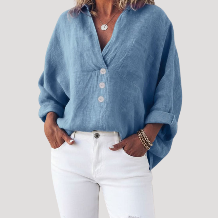 Fluid Women's Blouse with Button Detail