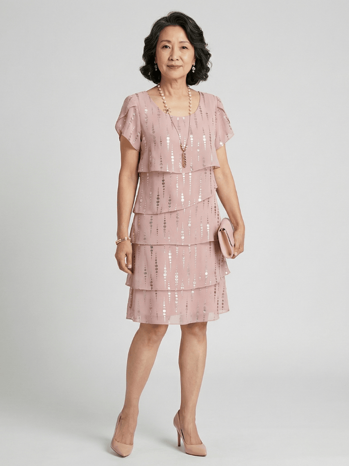 Makena™ Emma & Rose Cape Town line knee length dress featuring a fitted bodice and flowing skirt in a vibrant pattern.