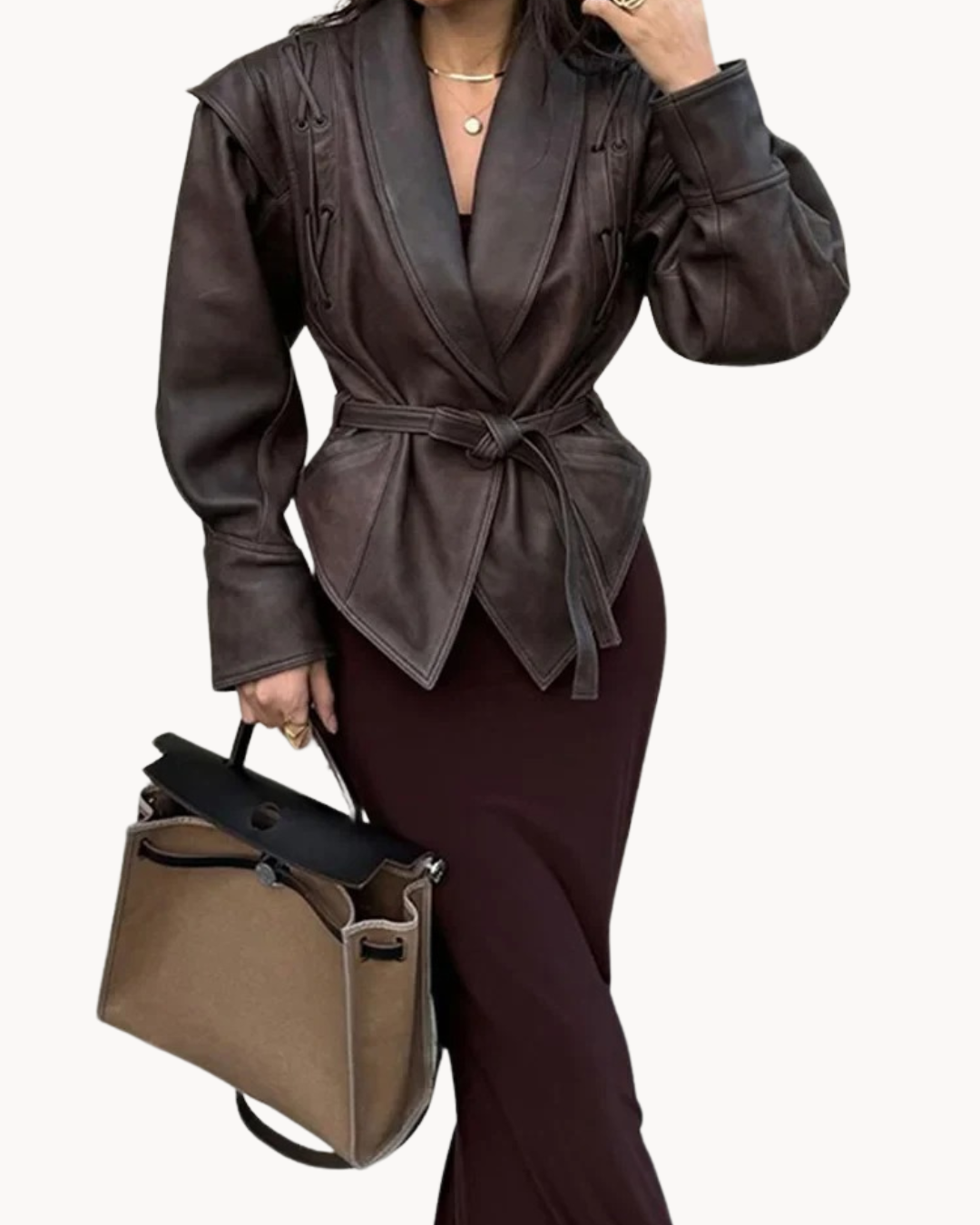 Isadora Leather Jacket, view 6 - Elena Harper