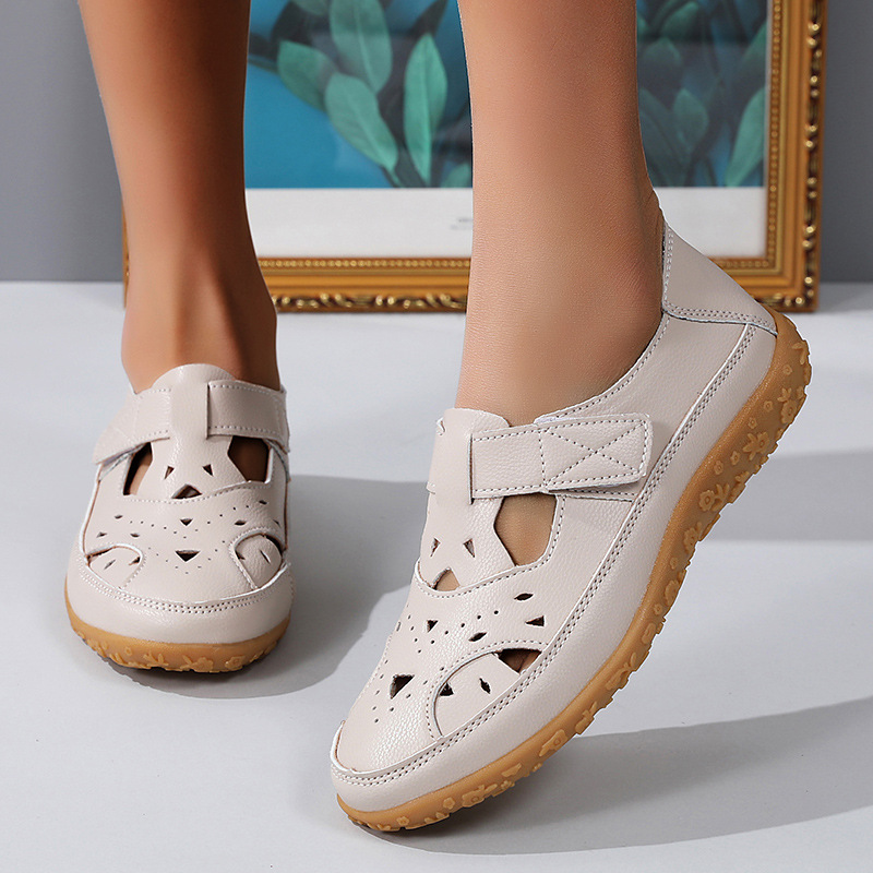 Comfortable Summer Shoes with Velcro and Perforated Design EB