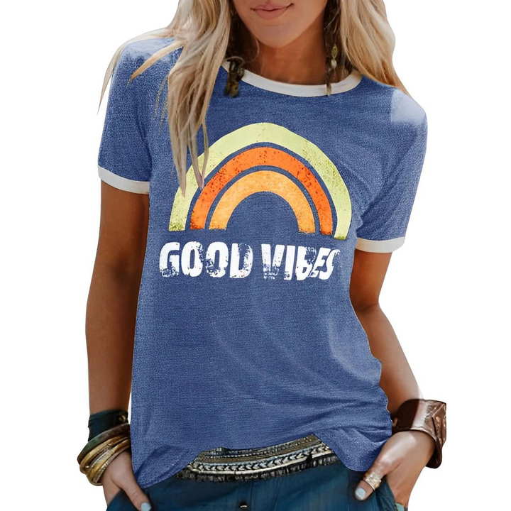 Women's Good Vibes Rainbow T-Shirt for Positive Energy