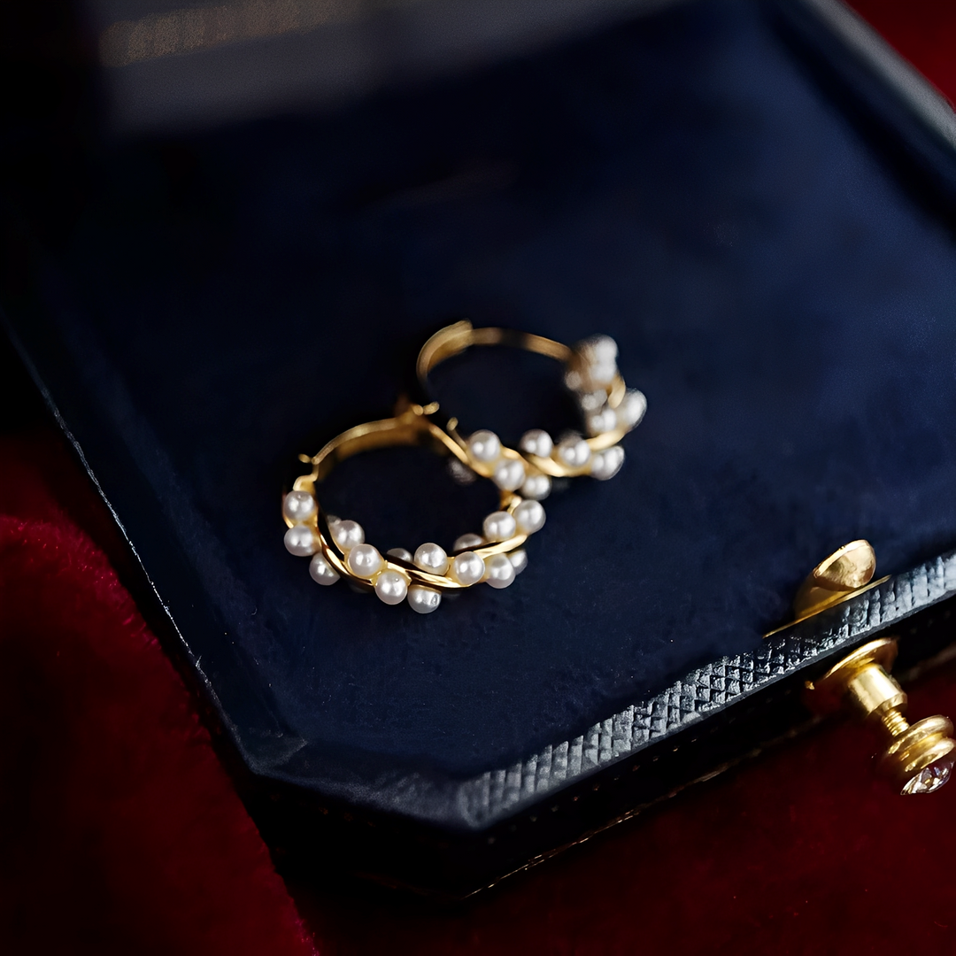 Ellie Braided Earrings with Round Details, view 3 - Elena Harper