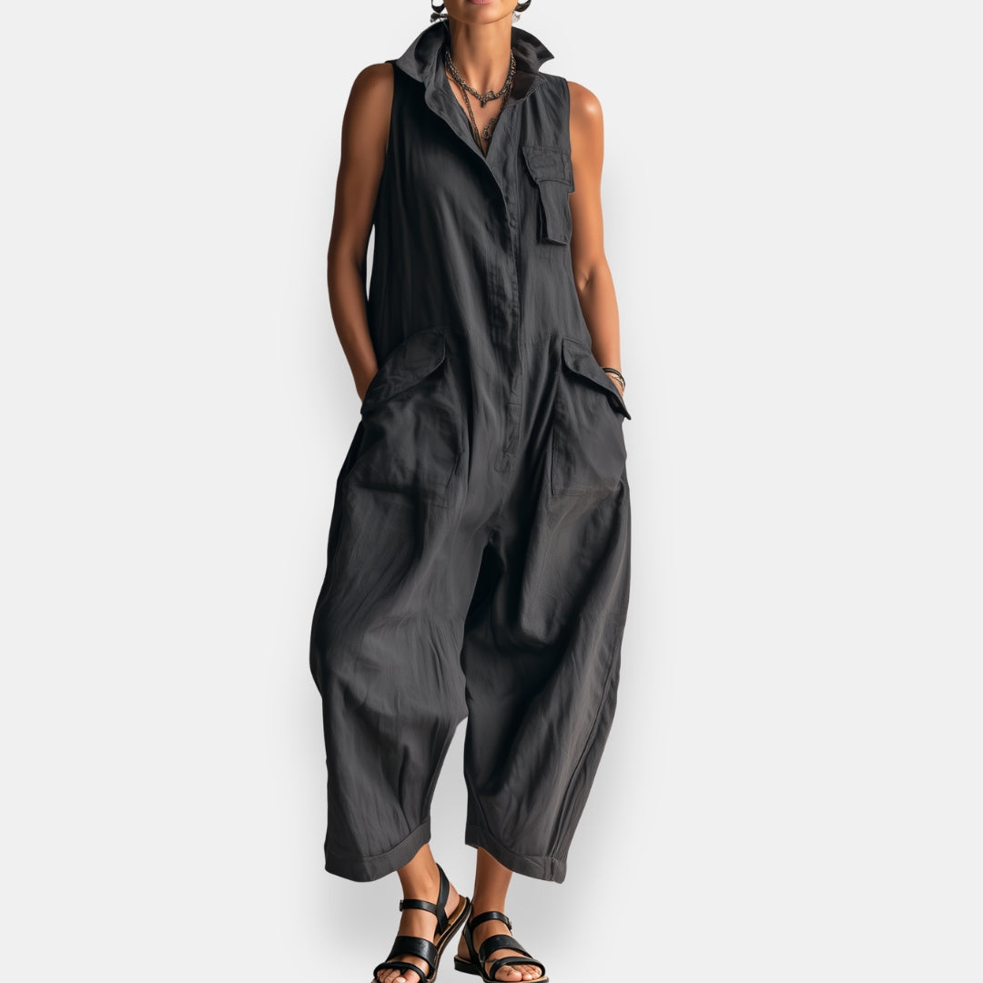 SLEEVELESS CARGO JUMPSUIT FOR WOMEN