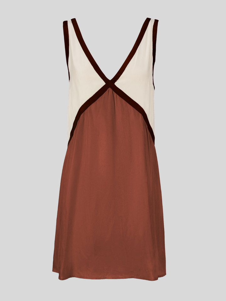 Sorrell - V-Neck Contrast Color Tank Mini Dress