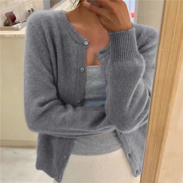 Elke | Women's Cardigan with Round Neck and Long Sleeves
