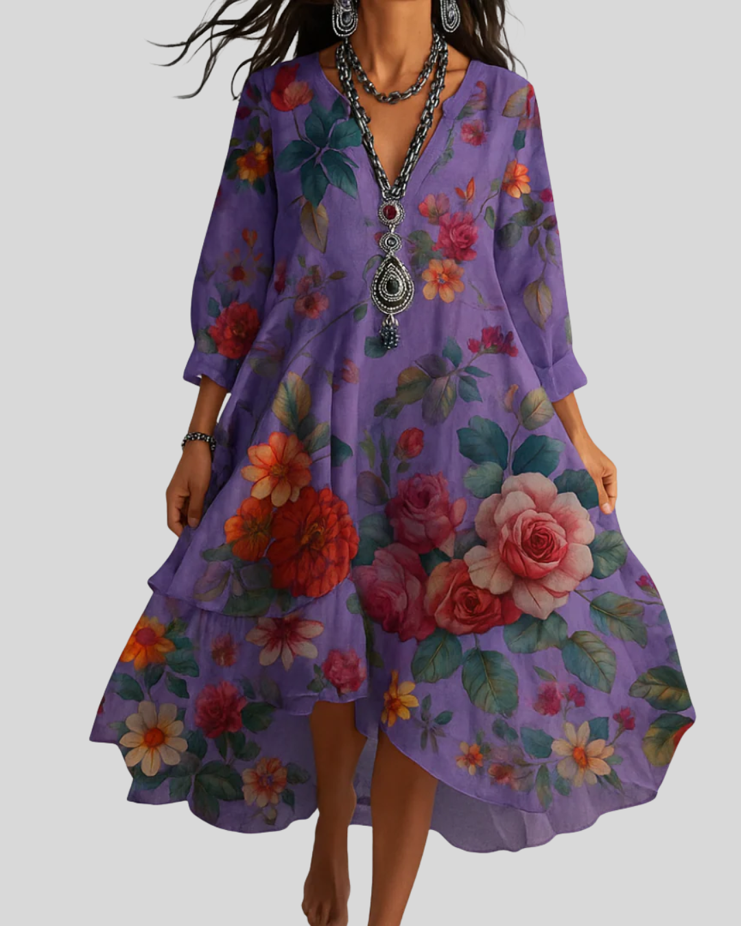 Debra Maxi Dress with Floral Prints, view 2 - Elena Harper