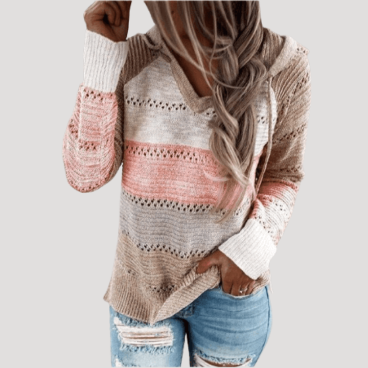 Women's Striped V-Neck Sweater