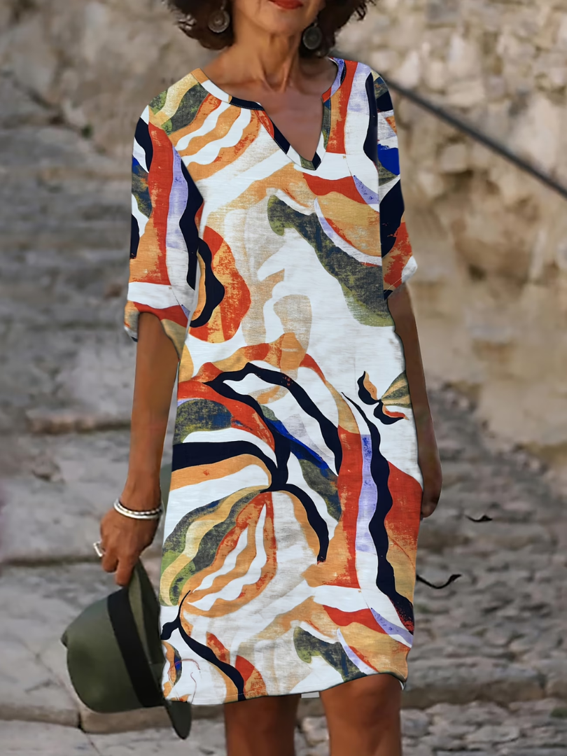 ABSTRACT PRINTED DRESS FOR WOMEN