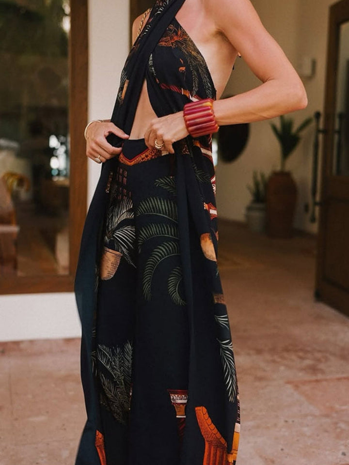 Printed Wide-Leg Two-Piece Set