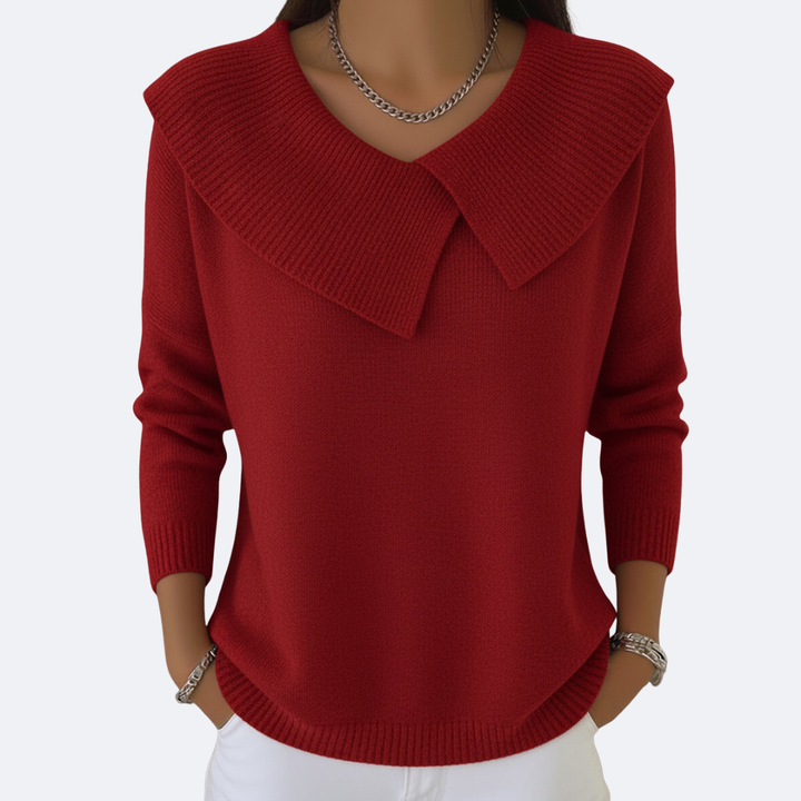 LUCIA Warm Sweater with Soft Collar - Elena Harper