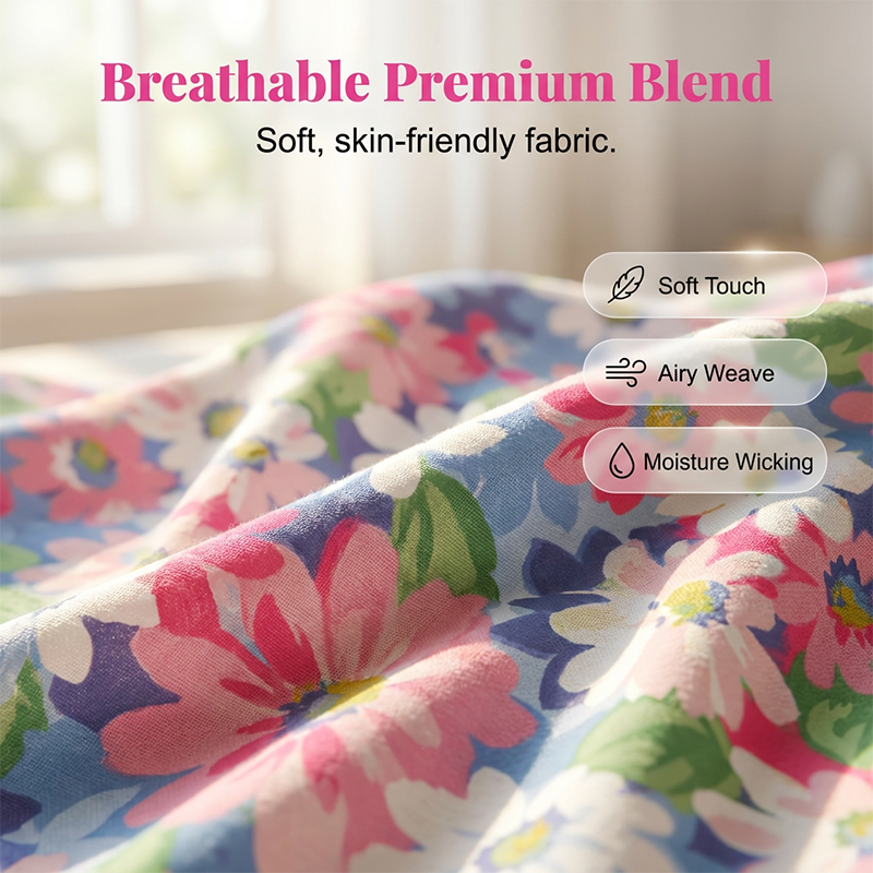 Women's Floral Pants with Adjustable Waist and Convenient Pockets