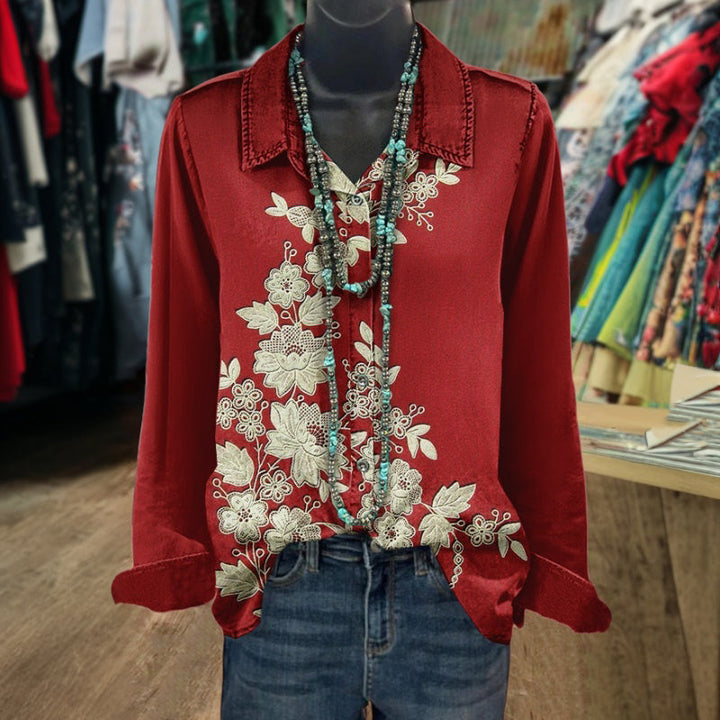 Vintage Floral Print Blouse