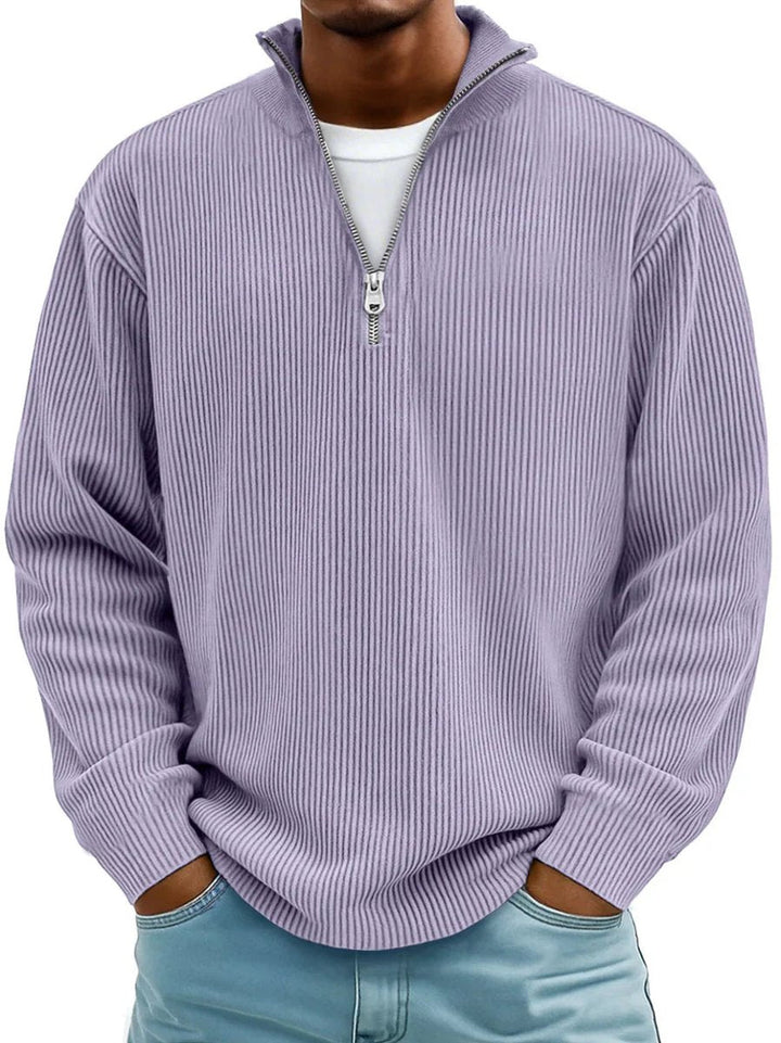 Tobias | Stylish Men's Ribbed Knit Sweater with Quarter-Zip