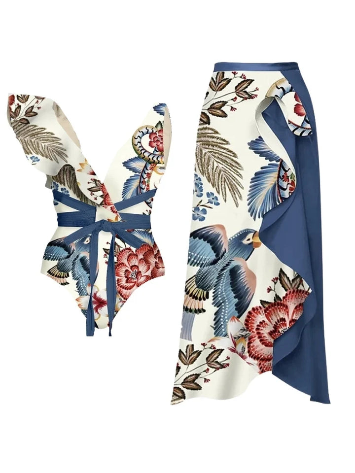 One-Shoulder Toucan Print Monokini, view 2 - Elena Harper