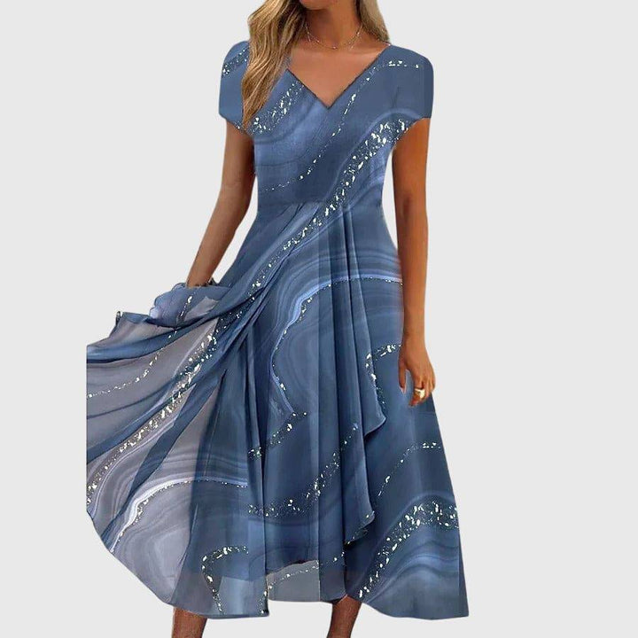 Aubrielle™ flowing midi dress for women, in a soft fabric, with a relaxed fit and elegant design, by Emma & Rose Cape Town.
