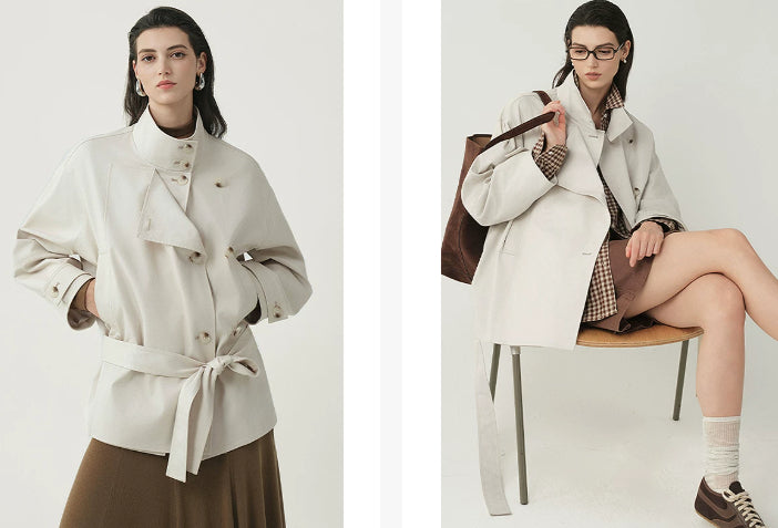 Women's Crossed Jacket with High Collar – Elegant Fitted Style Small Size