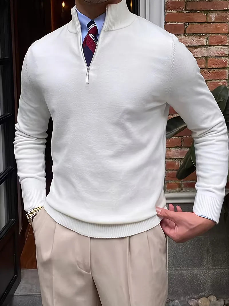 Thomas - Elegant Zip Mock Neck Sweater