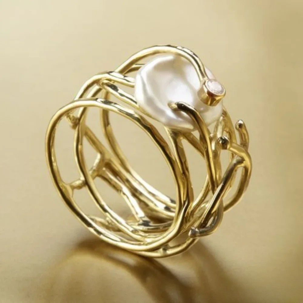 Esmé™  |  Antique Thin Ring Pearl