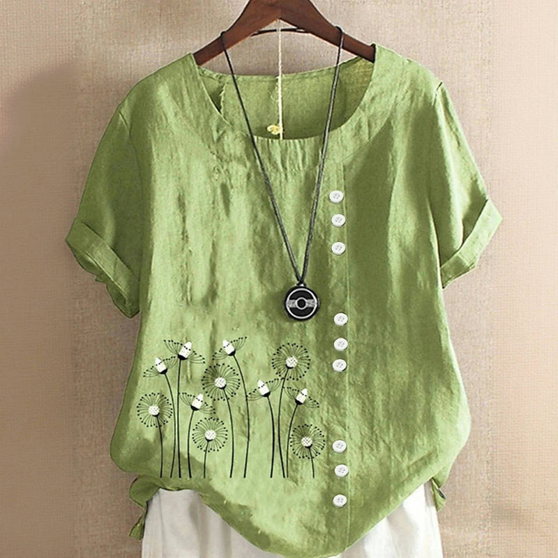 Casual Dandelion Print Blouse