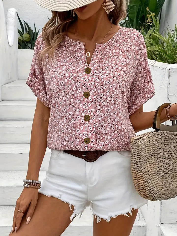 Jamie | Ladies Floral Button Front Casual Top