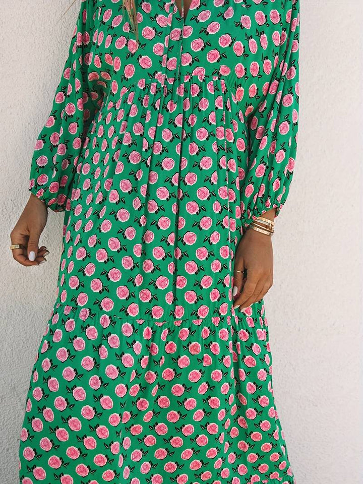 Abisha - Boho maxi dress with loose floral print
