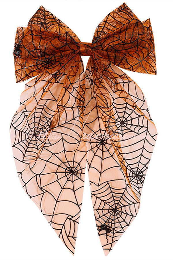 Large Halloween Mesh Bow Hair Clip