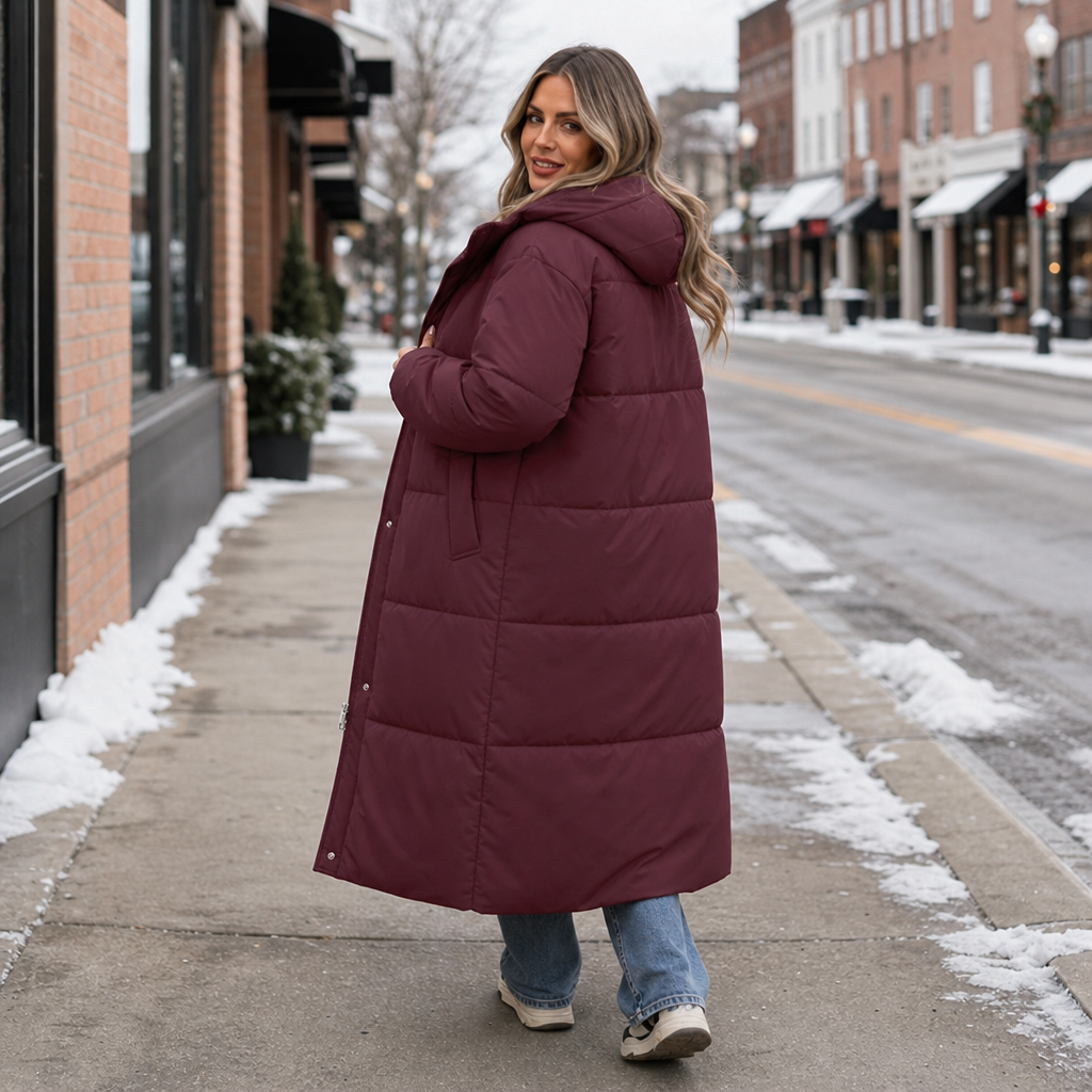 Elise | Long and Elegant Women's Puffer Jacket with Hood