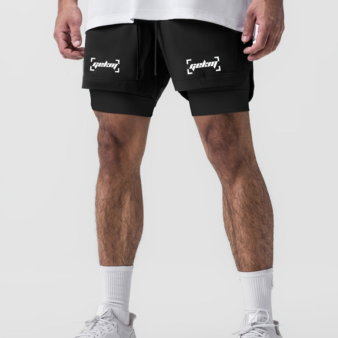 Men's Montarello 2-in-1 Sports Shorts with Compression Liner and Zipper Pocket