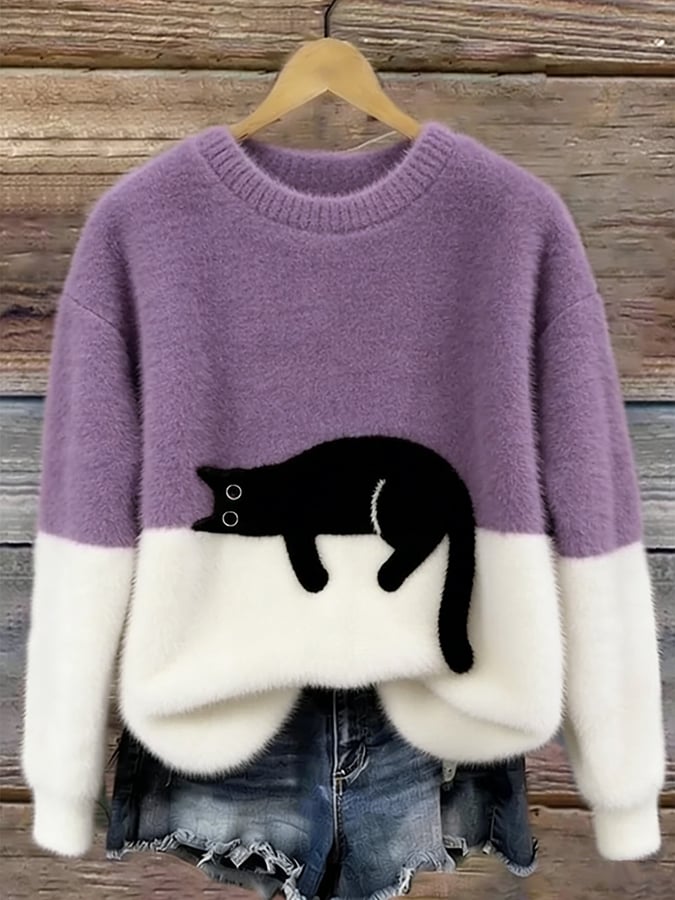 Paula™ | Soft Oversized Sweater with Cat Print
