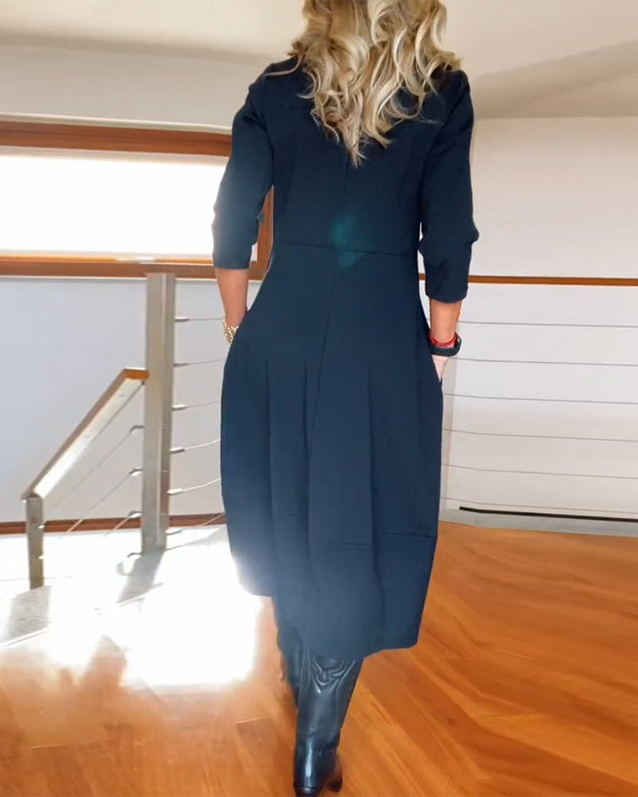 Elegant Vintage Maxi Dress for Women with Pockets