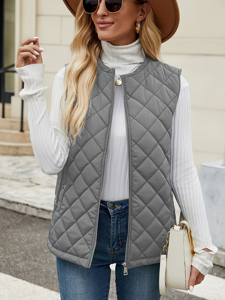 Elegant Quilted Sleeveless Vest for Women – Lightweight Outerwear