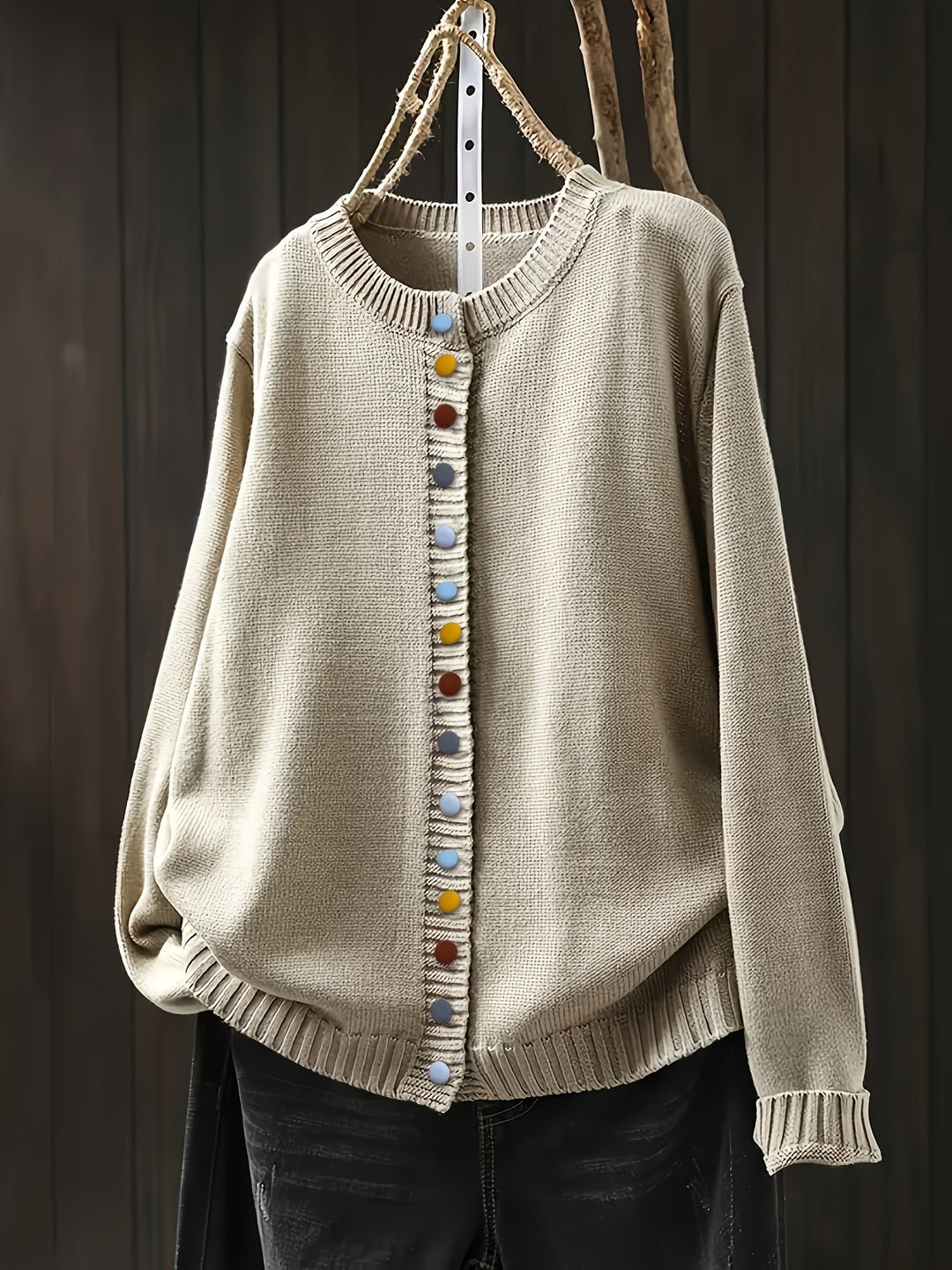 Gaetana Comfortable Knit Cardigan, view 3 - Elena Harper