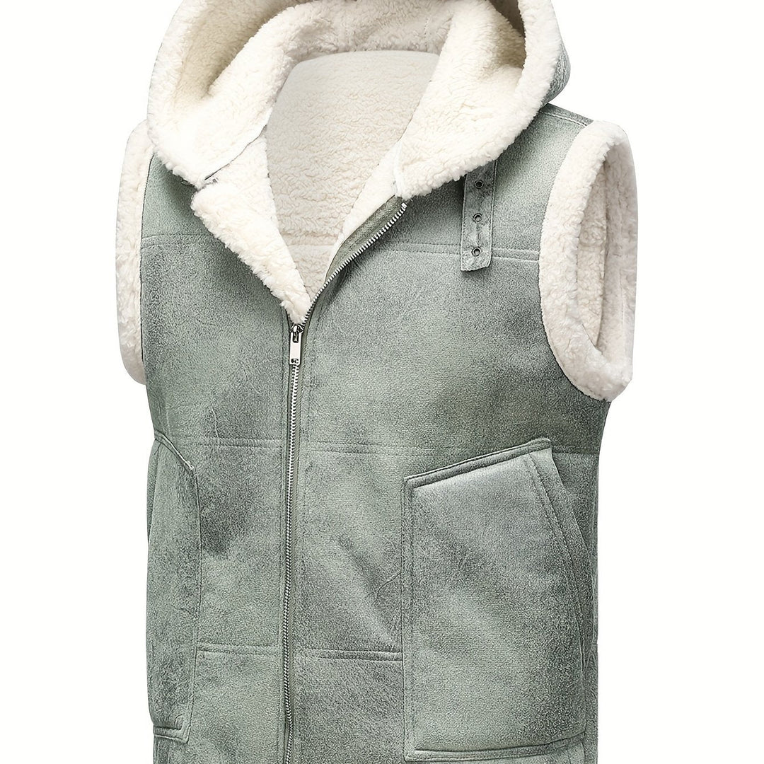 Hooded Vest with Zipper for Men - Elena Harper