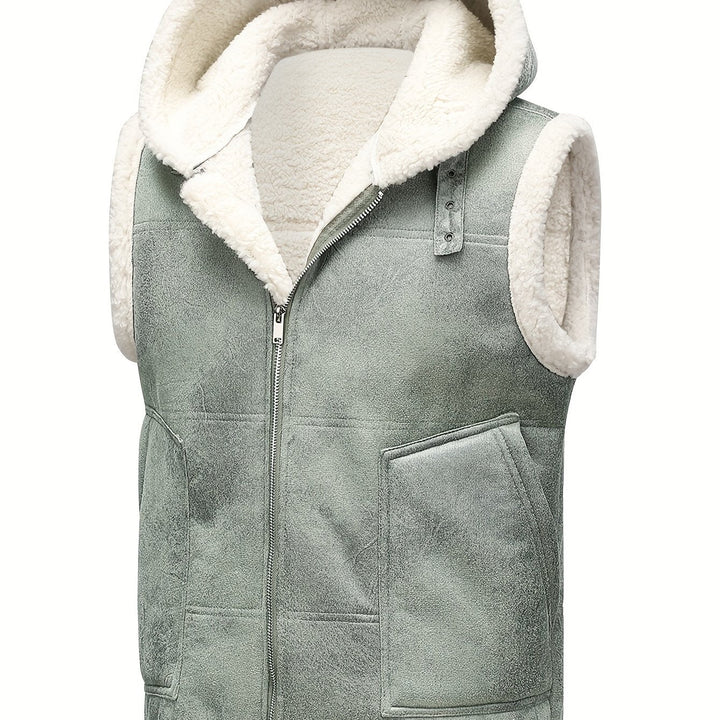 Hooded Vest with Zipper for Men - Elena Harper