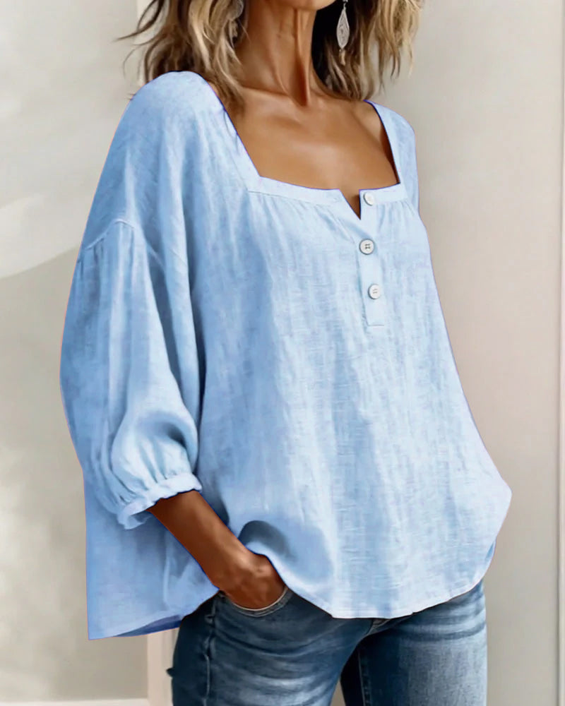 BLOUSE WITH SQUARE NECKLINE FOR WOMEN