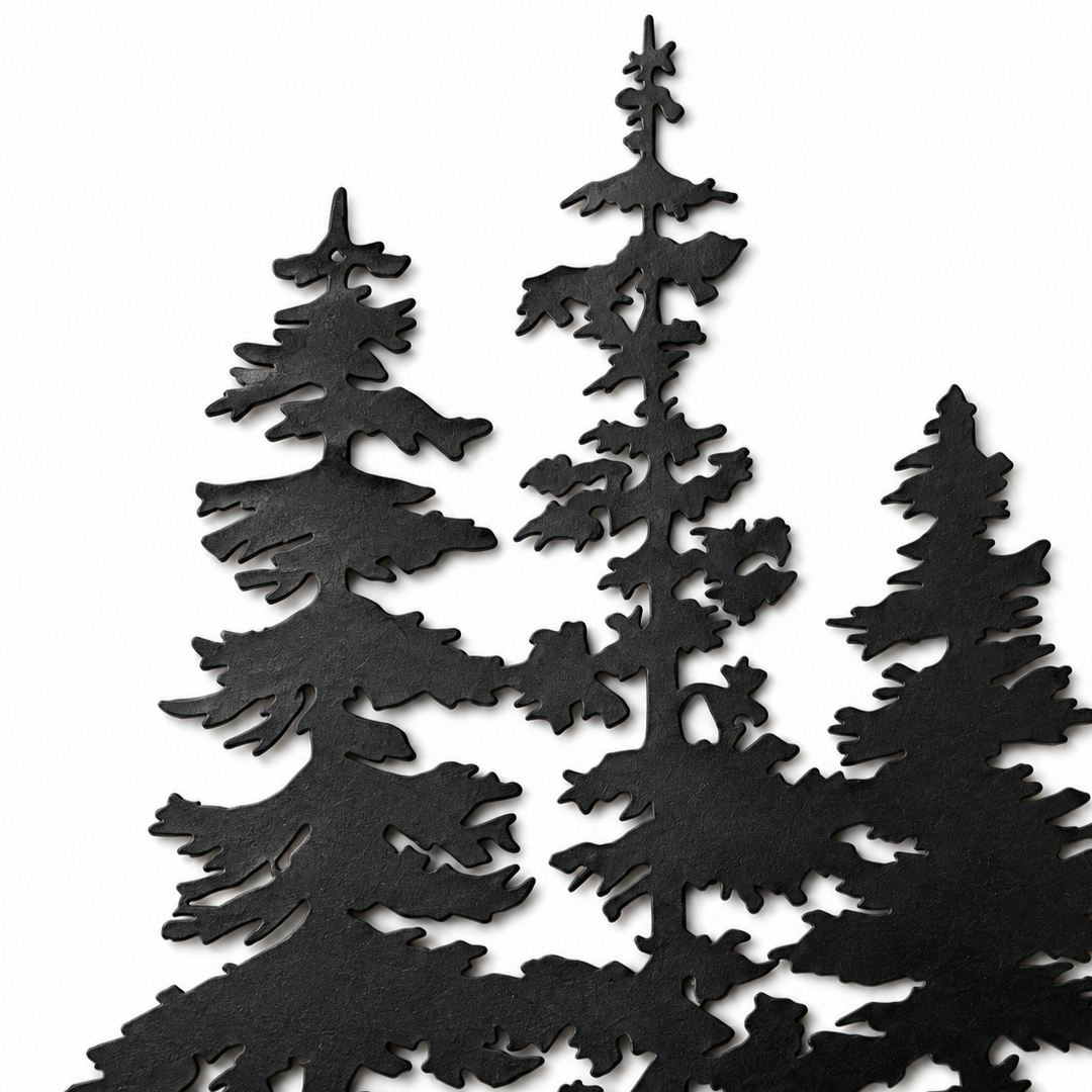 Duskgrove Dimensional Pine Trees Metal Wall Art - Elena Harper
