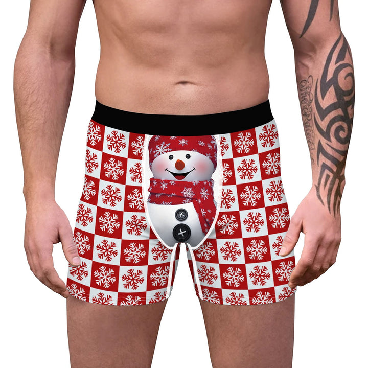 North Star | Red Snowman Print Christmas Boxer Shorts For Men