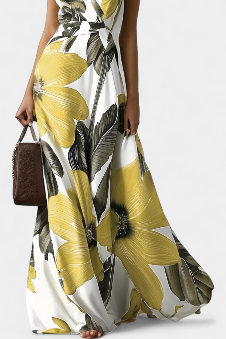 Regina Classic Dress with Floral Print, view 3 - Elena Harper